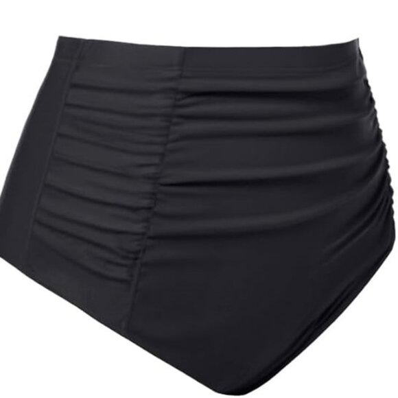 PIN UP GIRL Retro High‎ Waisted Tummy Control Bikini Set Black NEW Large - Picture 5 of 6